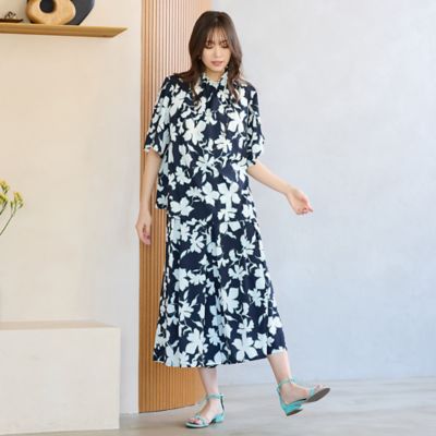 手洗いOK・セットアップ対応】フラワープリントキュロットパンツ