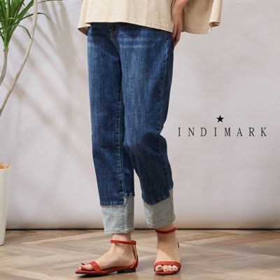 【手洗いＯＫ・ＩＮＤＩＭＡＲＫ】裾切り替えデニム（５６０５３５０８）