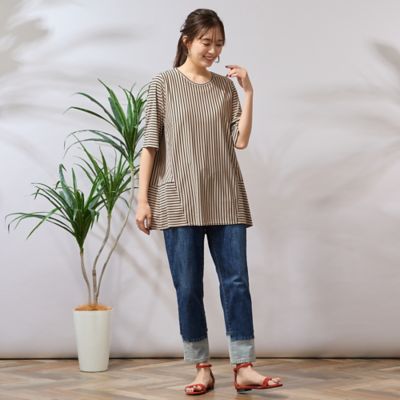 【手洗いＯＫ・ＩＮＤＩＭＡＲＫ】裾切り替えデニム（５６０５３５０８）