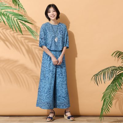 新品未使用★semon ペイズリー トップス＆パンツ　SET 90cm 手洗いOK・セットアップ対応】ペイズリープリントイージーパンツ