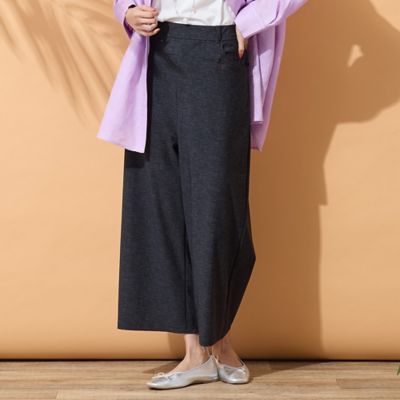 ＜PISANO＞【手洗いＯＫ・接触冷感・ＵＶカット】デニムプリントワイドパンツ（５６０５３６０６）