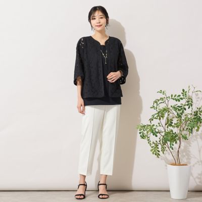 手洗いOK・吸水速乾・UVカット・防透け】ピンタックテーパード