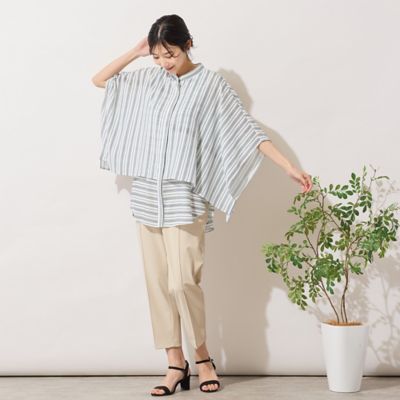 手洗いOK・吸水速乾・UVカット・防透け】ピンタックテーパード