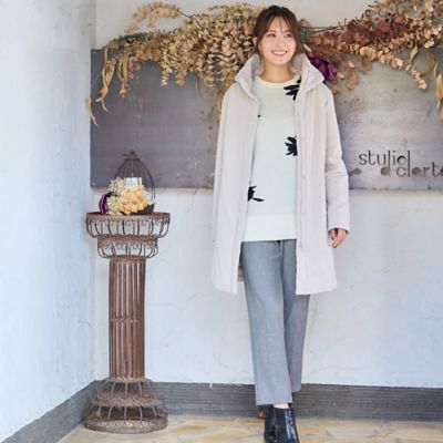 手洗いOK・吸湿発熱】真空プリーツ・アンクル丈パンツ（千鳥