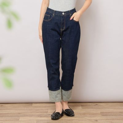手洗いOK・INDIMARKコラボ】デニムストレート・裾切り替え