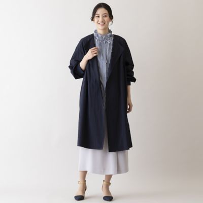 コウちゃん46LEONARDFASHION ペイズリ柄薄手ノーカラーコート callautia ヘリンボーンステンカラーロングコート[品番