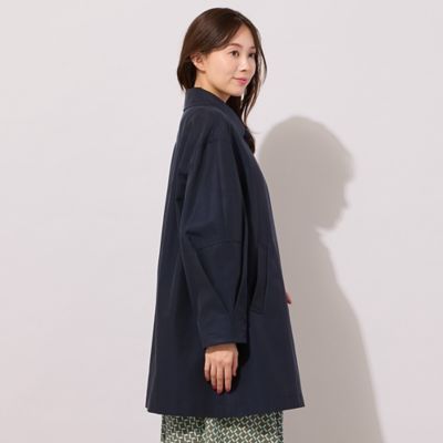 ネイビー コート【soeur7】 Bouclé Long Notched Collar Wrap Coat - Midnight Blue – SENTALER