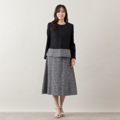 ツィード　セットアップ 即納】ネイビーバイカラーツイードジャケット(セットアップ可能)C1459