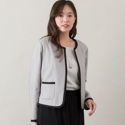 ノーカラー・パイピングショートジャケット（56102504
