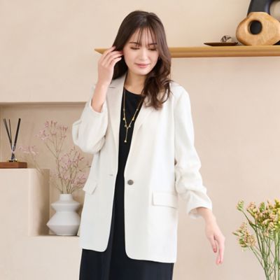 ＜PISANO＞【紫外線防止・セットアップ対応】ピークドラペル・ギャザースリーブジャケット（５６１０２６０４）