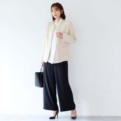 セットアップ対応】ファンシーツィード・フリンジノーカラージャケット