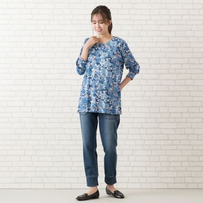 PISANO / ピサーノ 【手洗いOK・リバティコラボ】クルーネックベア天カットソー 手洗いOK・リバティコラボ】クルーネックベア天カットソー