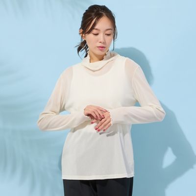 ＜PISANO＞【手洗いＯＫ】チュールフロッキー・ボトルネックカットソー（５６１２１６０１）