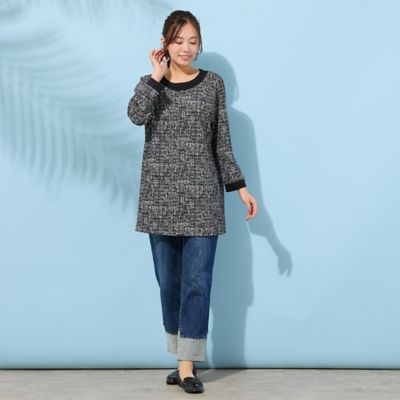 手洗いOK】DJニット・フレアシルエットチュニックカットソー