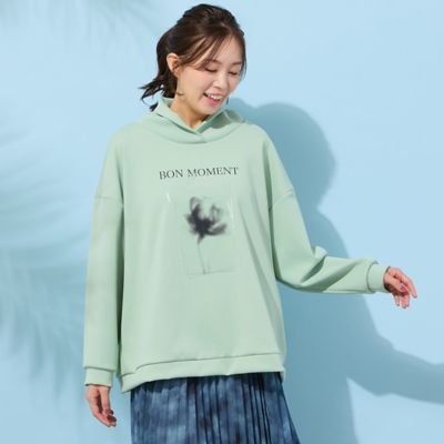 手洗いOK】フラワープリントハイネックトップ（56121608