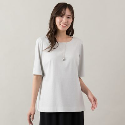 ＜PISANO＞【手洗いＯＫ】ラメ入りシンプルシルエットカットソー（５６１２２５０３）