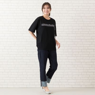 INDIMARK インディマーク レディース トップス Tシャツ 半袖 ブランド 手洗いOK・綿100％・INDIMARK】ロゴ＆セルビッチ