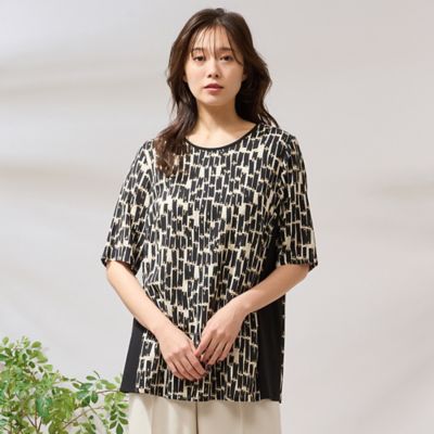 ＜PISANO＞【手洗いＯＫ】ラメ刺繍加工入りプリントカットソー（５６１２２５０９）