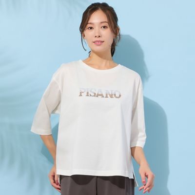 ＜PISANO＞【手洗いＯＫ・綿１００％】ＰＩＳＡＮＯジルコンロゴカットソー（５６１２２６０１）