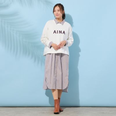 手洗いOK】『AINA』デニムアップリケカットソー