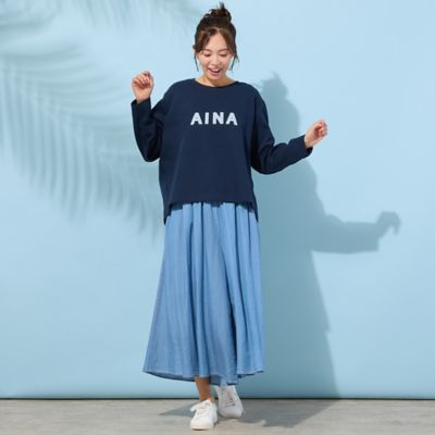 手洗いOK】『AINA』デニムアップリケカットソー