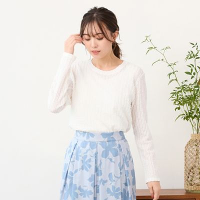 ＜PISANO＞【手洗いＯＫ】シアーレース・クルーネックカットソー（５６１２２６０７）