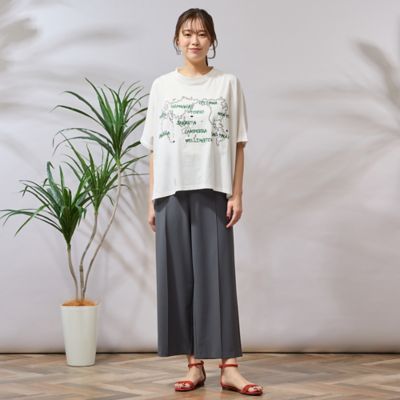 【手洗いＯＫ・綿１００％】世界地図プリント＆刺繍カットソー（５６１２３５１２）