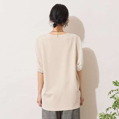ブルネロクチネリ パフスリーブカットソー シフォン シルク M