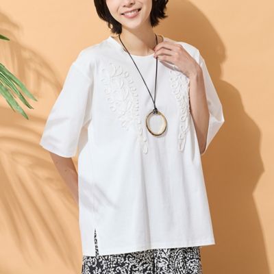 ＜PISANO＞【綿１００％・手洗いＯＫ】テープ刺繍カットソー（５６１２３６０６）