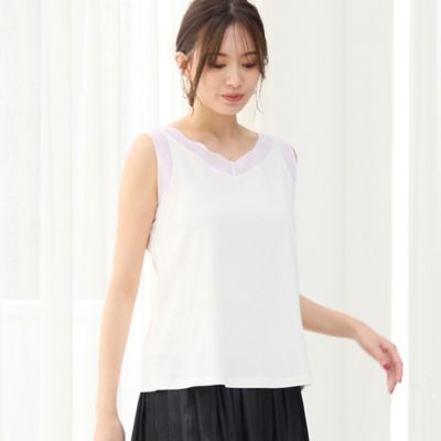 ＜PISANO＞【手洗いＯＫ・接触冷感】シアー切り替えタンクトップ（５６１２４５０４）
