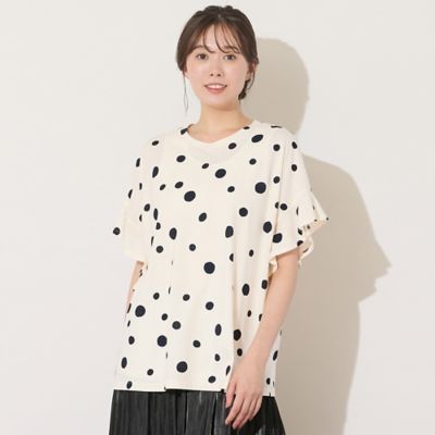 ＜PISANO＞【手洗いＯＫ・綿１００％】ランダムドットプリント・ボクシーライントップ（５６１２４５０５）