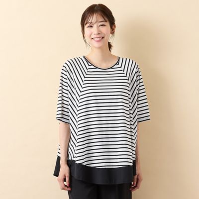 PISANO/ピサーノ 【手洗いＯＫ】ボーダー切り替えポンチョ（５６１２４６０３）