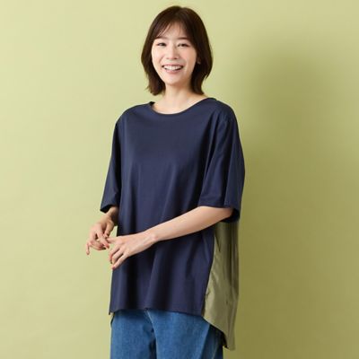手洗いOK】バイカラー・バックプリーツカットソー（56124606