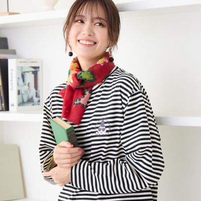 【コスモス】PISANO ピサーノ　チュニック　LL黄緑色　花柄　七分丈 セール】 花柄カットジャカードチュニック /洗える （チュニック
