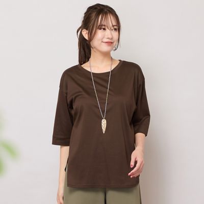 【送料無料】PISANO/ピサーノ 大きいサイズ【手洗いOK・汗ジミ防止・綿100%】ラウンドヘム・ミニマルカットソー(56125509) チャイロ トップス【三越伊勢丹/公式】