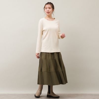 ラメ入りシンプルトップス（オフ、ベージュ）（５６１２６４０５）