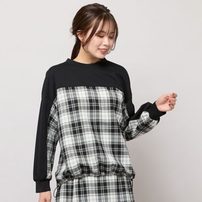 ＜PISANO＞【セットアップ対応】スタンドカラー・チェック柄トップ（５６１２６５０１）