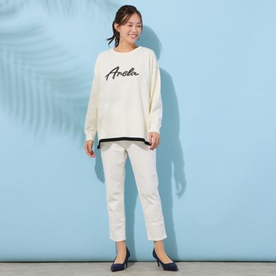 手洗いOK】『Anela』スパンコール刺繍ニット（56131602