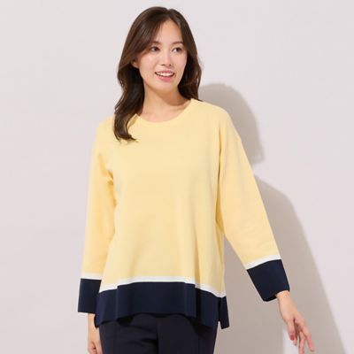 手洗いOK】トリカラー・サイドスリットニットプルオーバー