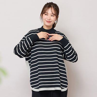 ハイネックボーダー柄ニットトップ（56136503） | PISANO