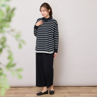 ハイネックボーダー柄ニットトップ（56136503） | PISANO