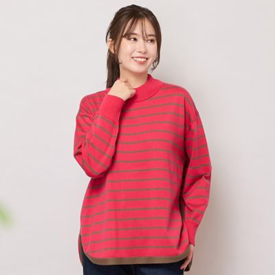 ハイネックボーダー柄ニットトップ（56136503） | PISANO