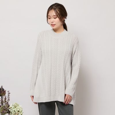 手洗いOK】ハイネック・フレアシルエットニット（56136510