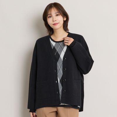 ROCHAS PARIS カーディガン ブランドロゴ Vネック ブラック Vネックニットカーディガン（56136608） | PISANO/ピサーノ