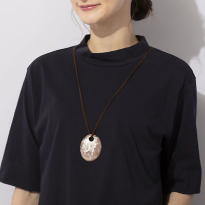 ＜PISANO＞オーバルシェル・レザーコードネックレス（５６１４２３１３）