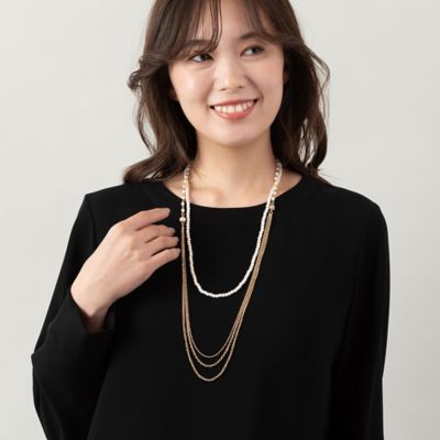 パール調×ゴール調チェーンネックレス（５６１４２５０２）