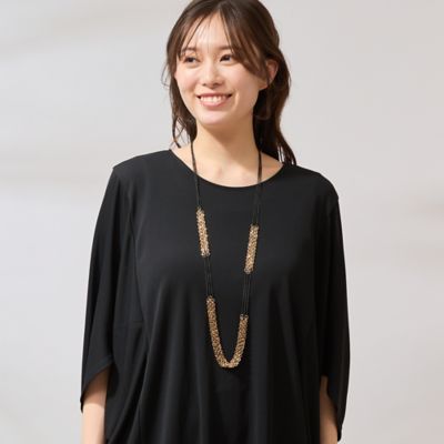 ゴールド調×ブラック３連チェーンネックレス（５６１４２５１５）