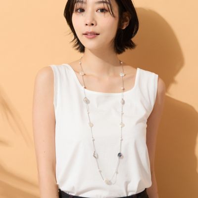 ＜PISANO＞パール調×シルバー調パーツ・ロングネックレス（５６１４２６１６）