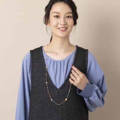 ＜PISANO＞フェイクパール×クリスタルビジューネックレス（５６１４５３０９）