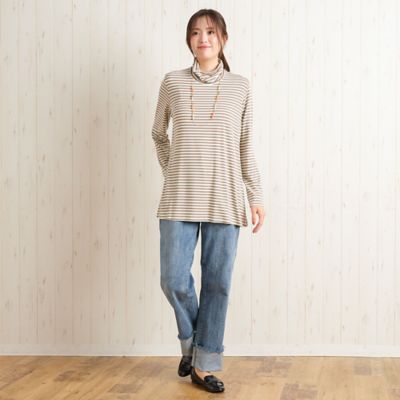 オレンジ×ベージュスクエアモチーフロングネックレス